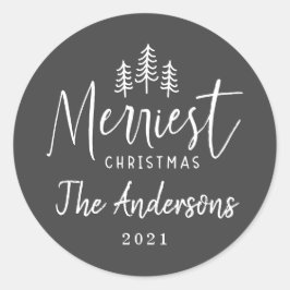 Moderne minimale Weihnachtsrustikale Typografie Runder Aufkleber