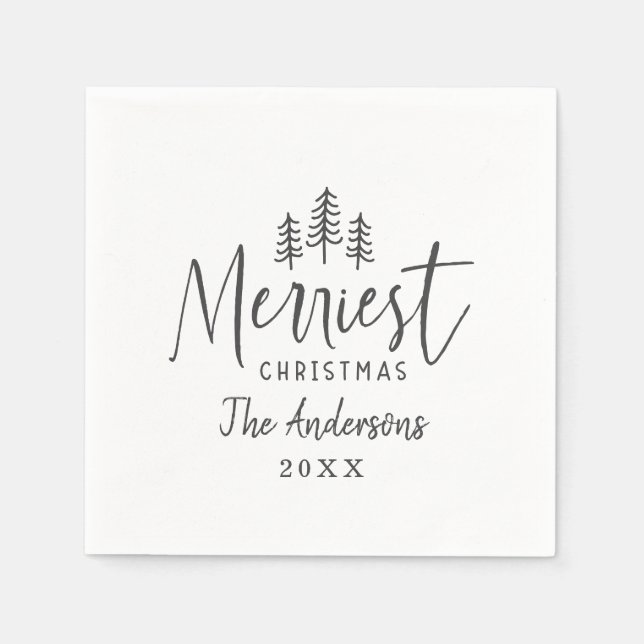 Moderne minimale Weihnachtsrustikale Typografie Serviette (Vorderseite)