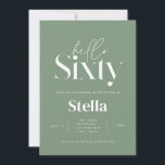 Moderne minimale Weise grün 60. Geburtstag Einladung<br><div class="desc">Moderne minimale Typografie einfache Foto Salbei Grün und Weiß 60. Geburtstagseinladung. Teil einer zeitgenössischen Sammlung.</div>