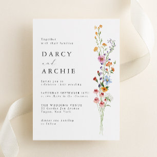 Moderne Minimale Wildblumen Hochzeit Einladung