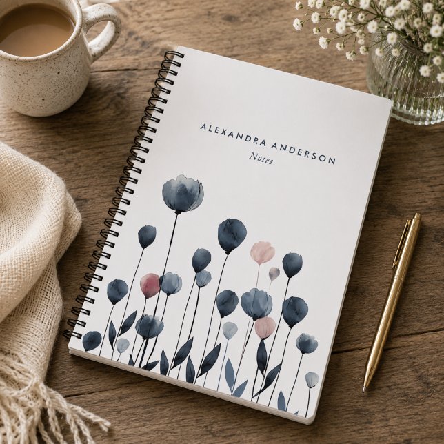 Moderne minimale Wildblumen Notizbuch (Modern Minimal Watercolor Wildflowers Notebook)