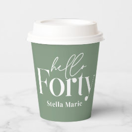 Moderne minimalgrün 40. Geburtstagsdekoration Pappbecher