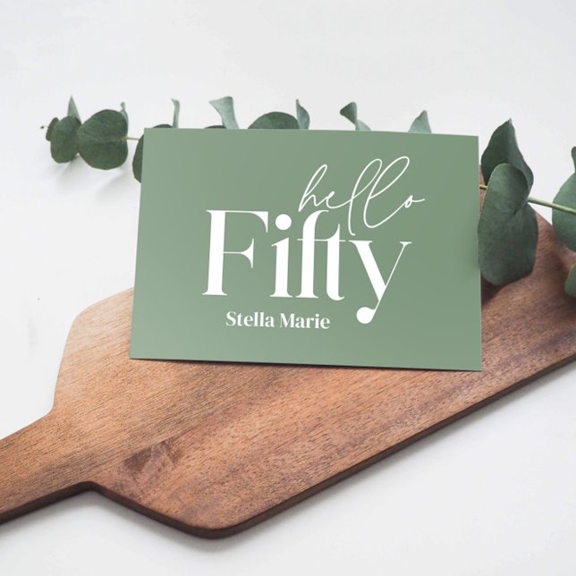 Moderne minimalgrün einfache 50. Geburtstag Einladung (Von Creator hochgeladen)