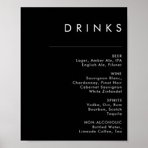 Moderne Minimalistin   Schwarze Hochzeitsgetränkek Poster