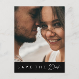 Moderne Minimalistin   Schwarzes Fettdruck-Foto Sa Einladungspostkarte