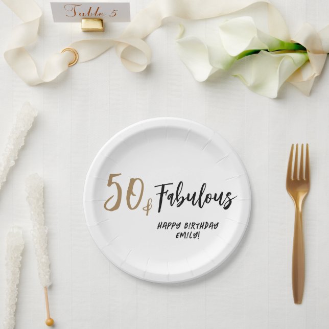 Moderne Minimalistisch 50 und fabelhaft 50. Geburt Pappteller (Hochzeit)