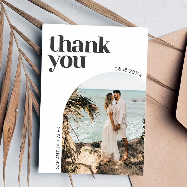 Moderne Minimalistisch Arch Foto Hochzeit Vielen D Dankeskarte (Modern Minimalist Arch Photo Wedding Thank You Card)