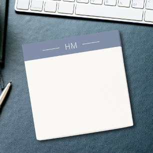 Moderne Minimalistisch Blue Monogram Initialen Post-it Klebezettel