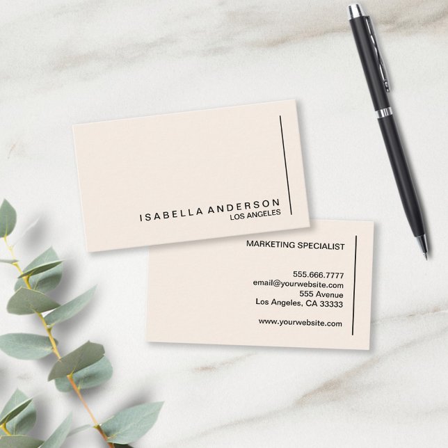 Moderne Minimalistisch-Chic-Creme Beruflich Visitenkarte (Von Creator hochgeladen)