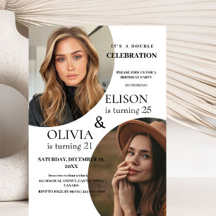 Moderne Minimalistisch Einladung zwei Foto Doppelg