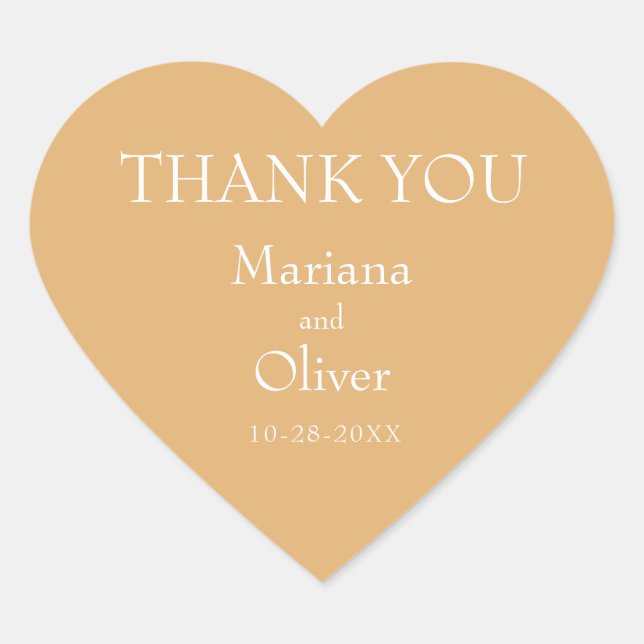 Moderne Minimalistisch-Gelbe Hochzeit Herz-Aufkleber (Vorderseite)