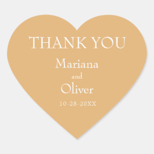 Moderne Minimalistisch-Gelbe Hochzeit Herz-Aufkleber