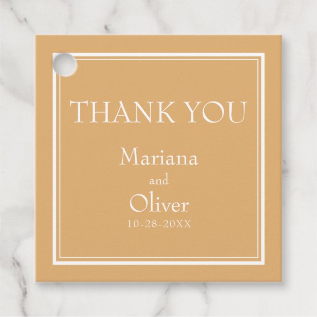 Moderne Minimalistisch-Gelbe Liebesmarken Geschenkanhänger (Vorderseite)