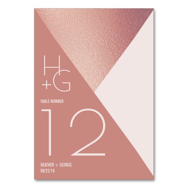 Moderne Minimalistisch geometrische Hochzeit Tischnummer (Vorderseite)