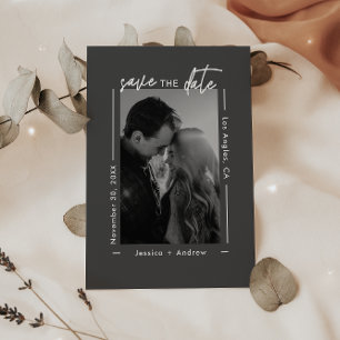 Moderne Minimalistisch-Graue-Foto-Hochzeit Save The Date