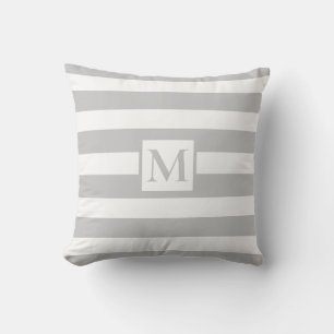Moderne minimalistisch graue Streifen Monogram Kissen