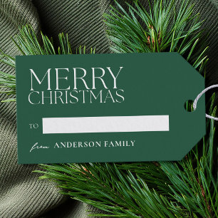 Moderne Minimalistisch grüne Weihnachten froh Geschenkanhänger