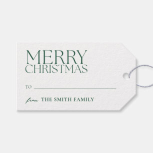 Moderne Minimalistisch grüne Weihnachten froh Geschenkanhänger