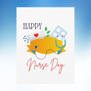 Moderne Minimalistisch Happy Nurse Day Celebration Postkarte