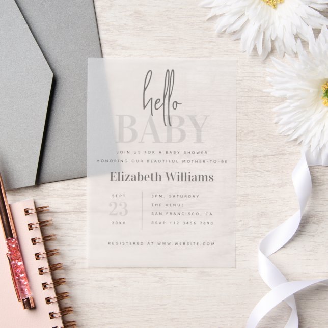 Moderne Minimalistisch Hello Baby Dusche (Hochzeit)