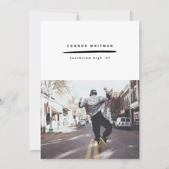 Moderne Minimalistisch Line Grad Bekanntgabe Einladung (Vorderseite)