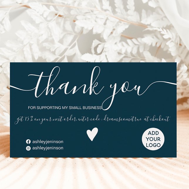 Moderne minimalistisch marineblaue Ordnung danke Visitenkarte (Von Creator hochgeladen)