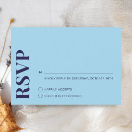 Moderne Minimalistisch Navy Blue Wedding RSVP Card