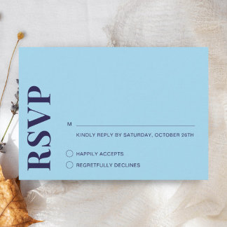 Moderne Minimalistisch Navy Blue Wedding RSVP Card Karte