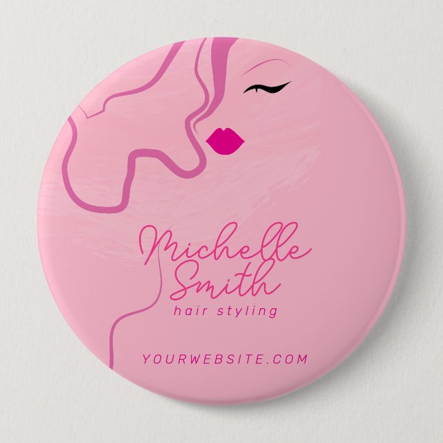 Moderne, minimalistisch rosa Haarstyling mit schwa Button (Vorderseite)