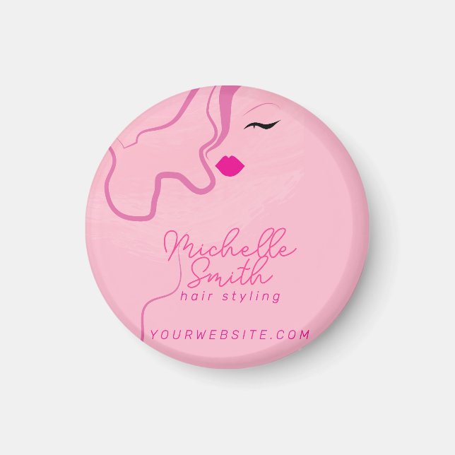 Moderne, minimalistisch rosa Haarstyling mit schwa Magnet (Vorne)