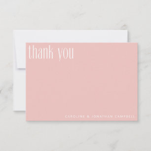Moderne Minimalistisch-Rosa-Hochzeit Dankeskarte
