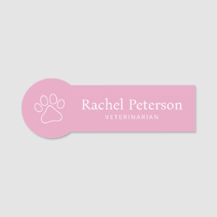 Moderne Minimalistisch rosa Pink Print Veterinary Namensschild