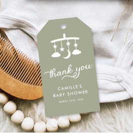 Moderne Minimalistisch Sage Green Baby Dusche Geschenkanhänger