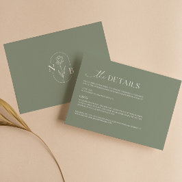 Moderne Minimalistisch Sage Green Boho Hochzeit Begleitkarte