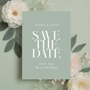 Moderne Minimalistisch Sage Green Chic Hochzeit Save The Date