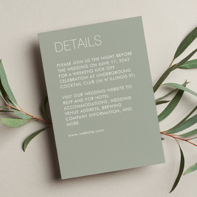 Moderne Minimalistisch Sage Green Wedding Begleitkarte (Von Creator hochgeladen)