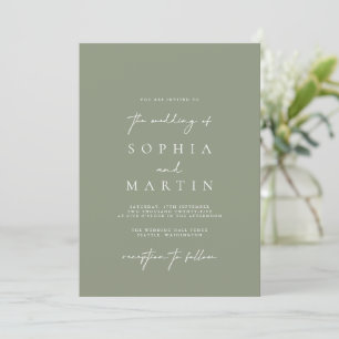 Moderne Minimalistisch Sage Green Wedding Einladun Einladung