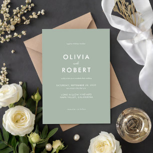 Moderne Minimalistisch Sage Green Wedding Einladung