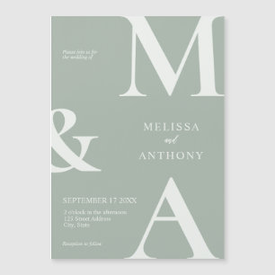 Moderne Minimalistisch Sage Green Wedding Magneteinladung