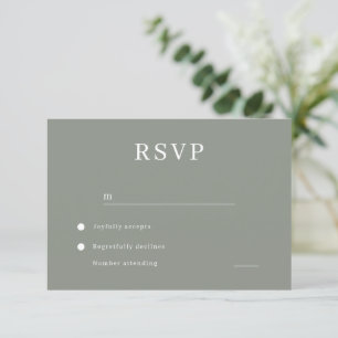 Moderne Minimalistisch Sage Green Wedding RSVP Karte