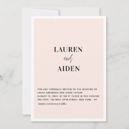 Moderne Minimalistisch-Script-Rosa Hochzeit Einlad Einladung