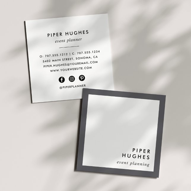 Moderne Minimalistisch Square Business Cards | Gra Quadratische Visitenkarte (Von Creator hochgeladen)