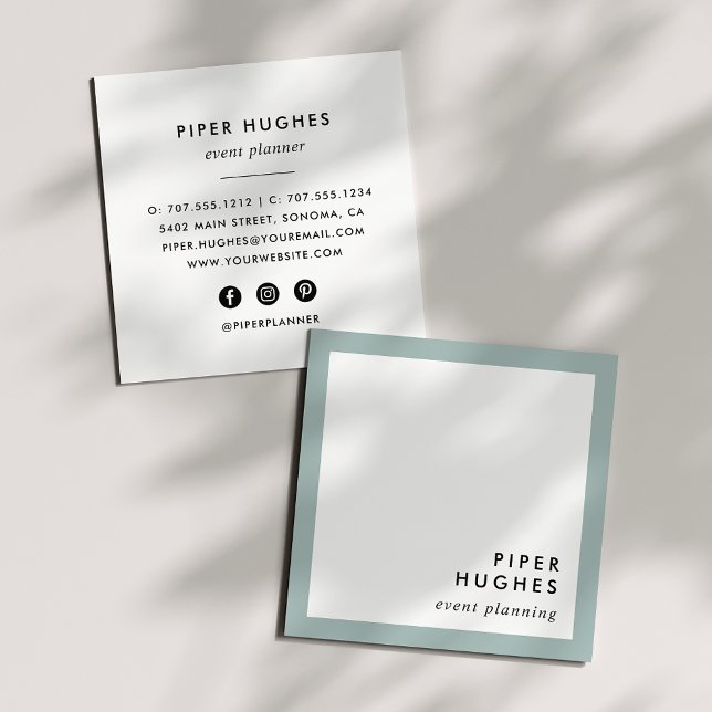 Moderne Minimalistisch Square Business Cards | Grö Quadratische Visitenkarte (Von Creator hochgeladen)
