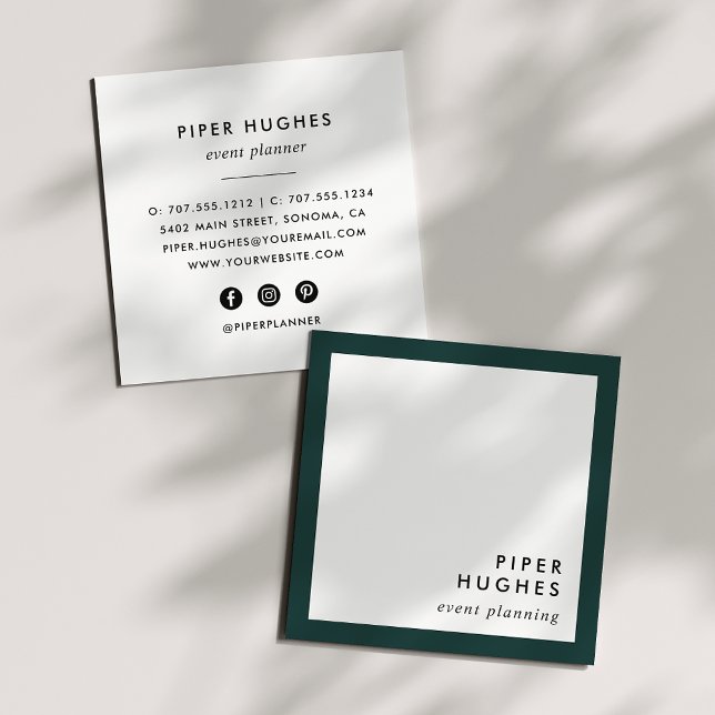 Moderne Minimalistisch Square Business Cards | Jäg Quadratische Visitenkarte (Von Creator hochgeladen)