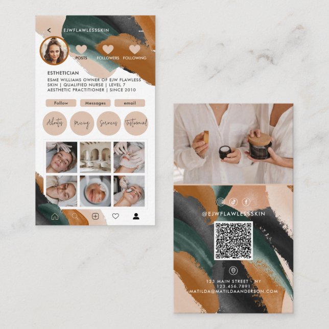 Moderne, minimalistisch-stilvolle QR CODE-Business Visitenkarte (Vorne/Hinten)