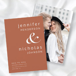 Moderne Minimalistisch Terracotta Ampersand Foto Save The Date