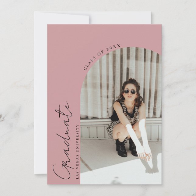 Moderne Minimalistische 2-Foto-Graduierungspartei Einladung (Vorderseite)