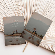 Moderne, Minimalistische 2-Foto-Script-Hochzeit