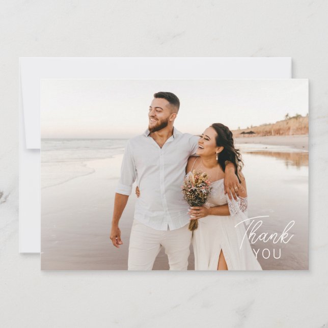 Moderne Minimalistische 2 Fotos Vielen Dank Dankeskarte (Vorderseite)