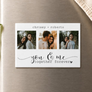 Moderne minimalistische 3-Foto-Script-Collage Magnet